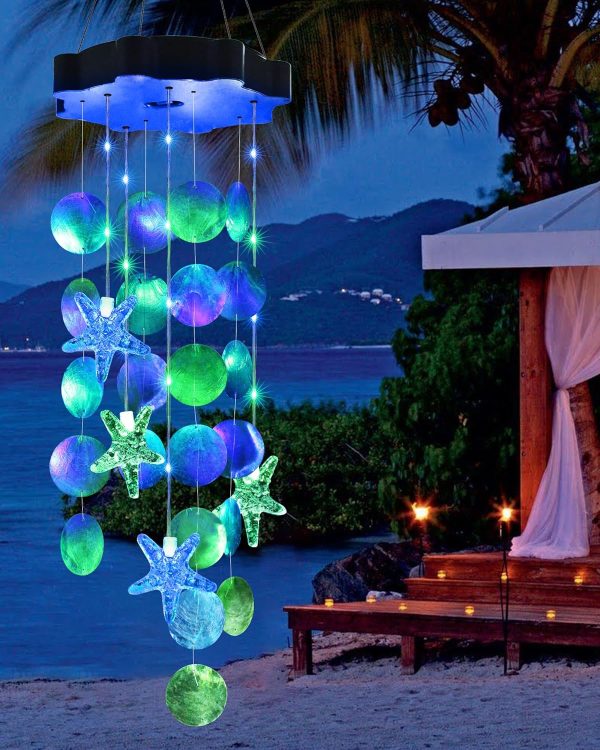 Toodour Solar Wind Chimes for Outside, Shells Light Gifts fo...