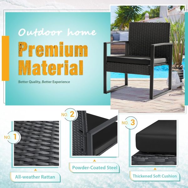 Flamaker 3 Pieces Patio Set Outdoor Wicker Furniture Sets Mo... - Image 3