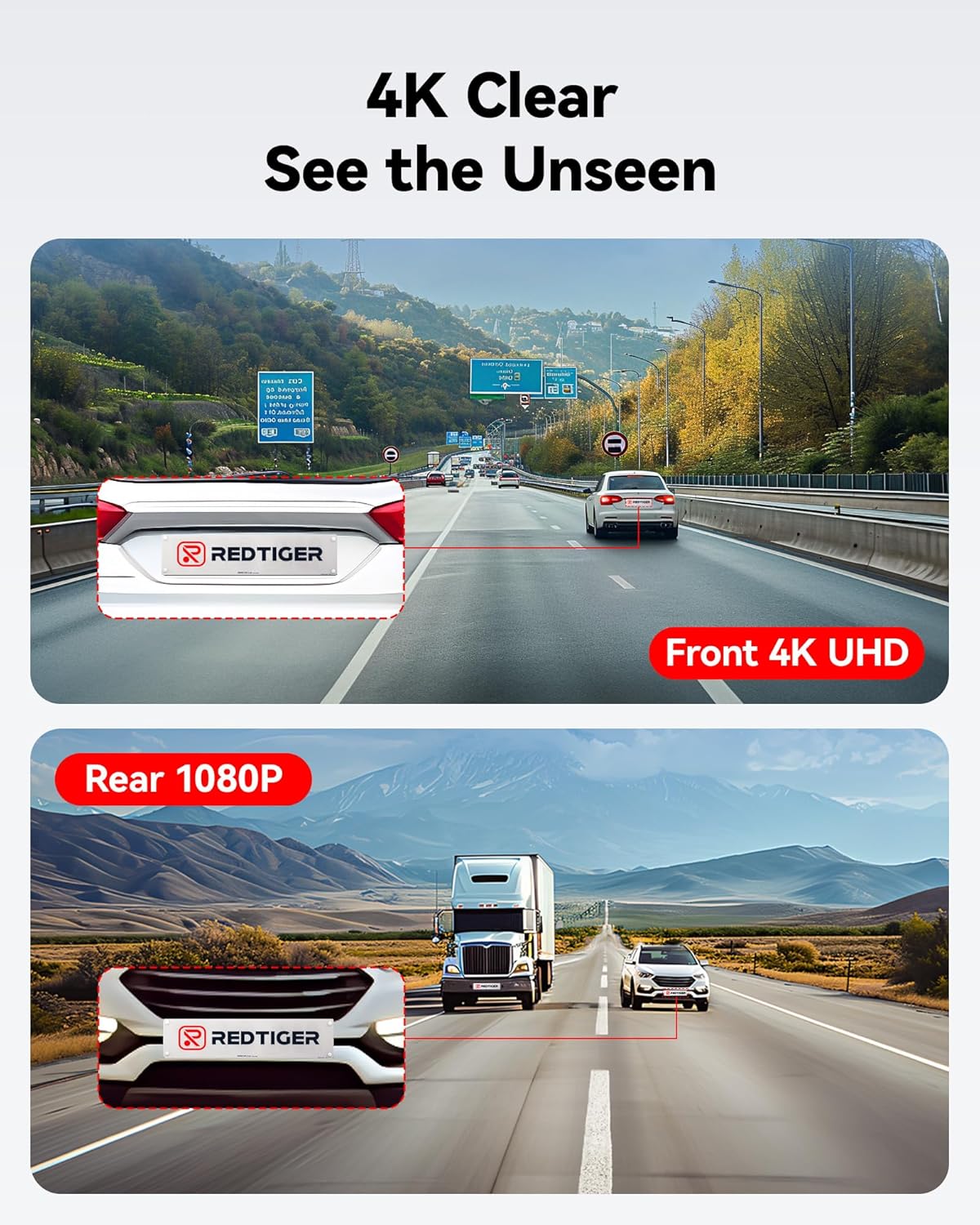 REDTIGER Dash Cam Front Rear, 4K/2.5K Full HD Dash Camera fo…