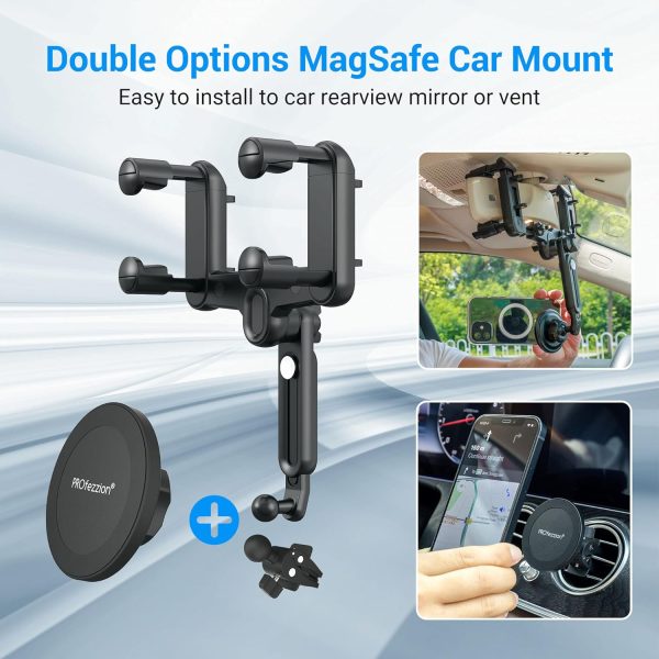 PROfezzion Rearview Mirror & Vent Clip Magnetic Phone Holder... - Image 3