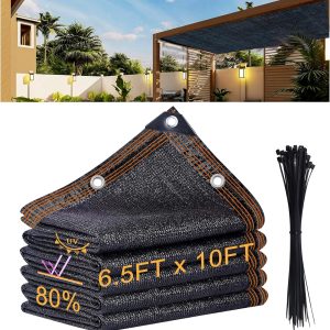 Lianxuia Garden 80% Shade Cloth, 6.5X 10ft Black Mesh Tarp w...