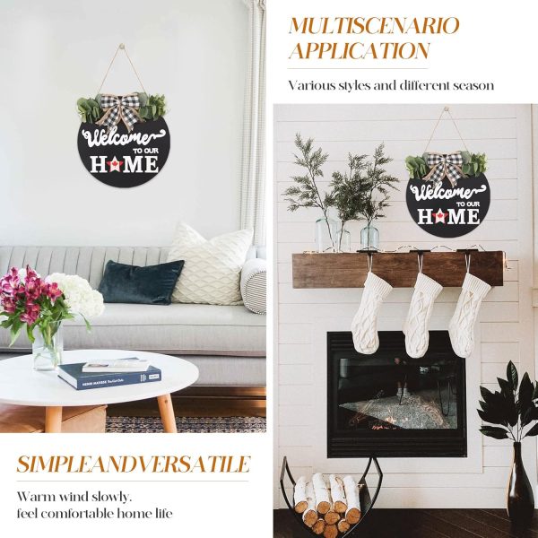 SWITTE 12 Interchangeable Seasonal Welcome Wreaths Sign Home... - Image 2