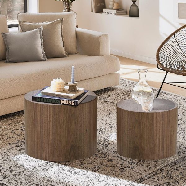 kevinplus Modern Mid-Century Small Coffee Table Wood Round S... - Image 8