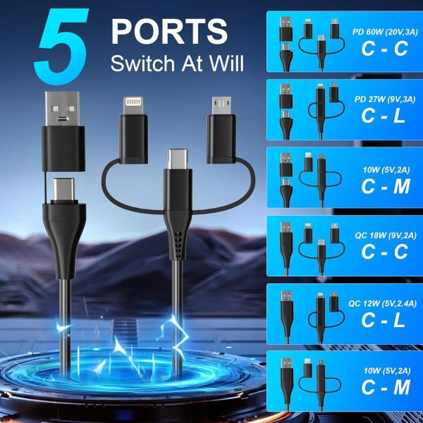 Coiled Multi Charging Cable - USB C Lightning Micro USB Cabl... - Image 4