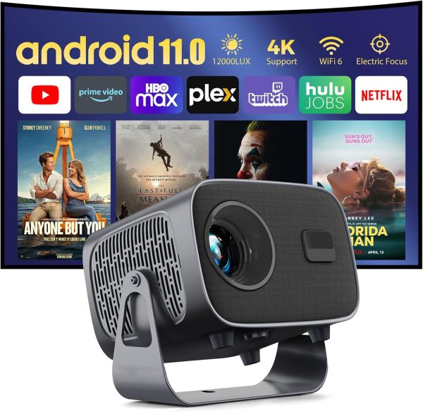 【Netflix auto Update】 360° Rotating Android Projector,720P N...