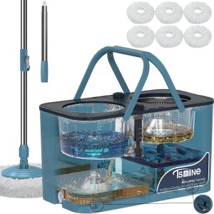 RinseWise Spin Mop and Bucket Separate Clean and DirtyWater,...