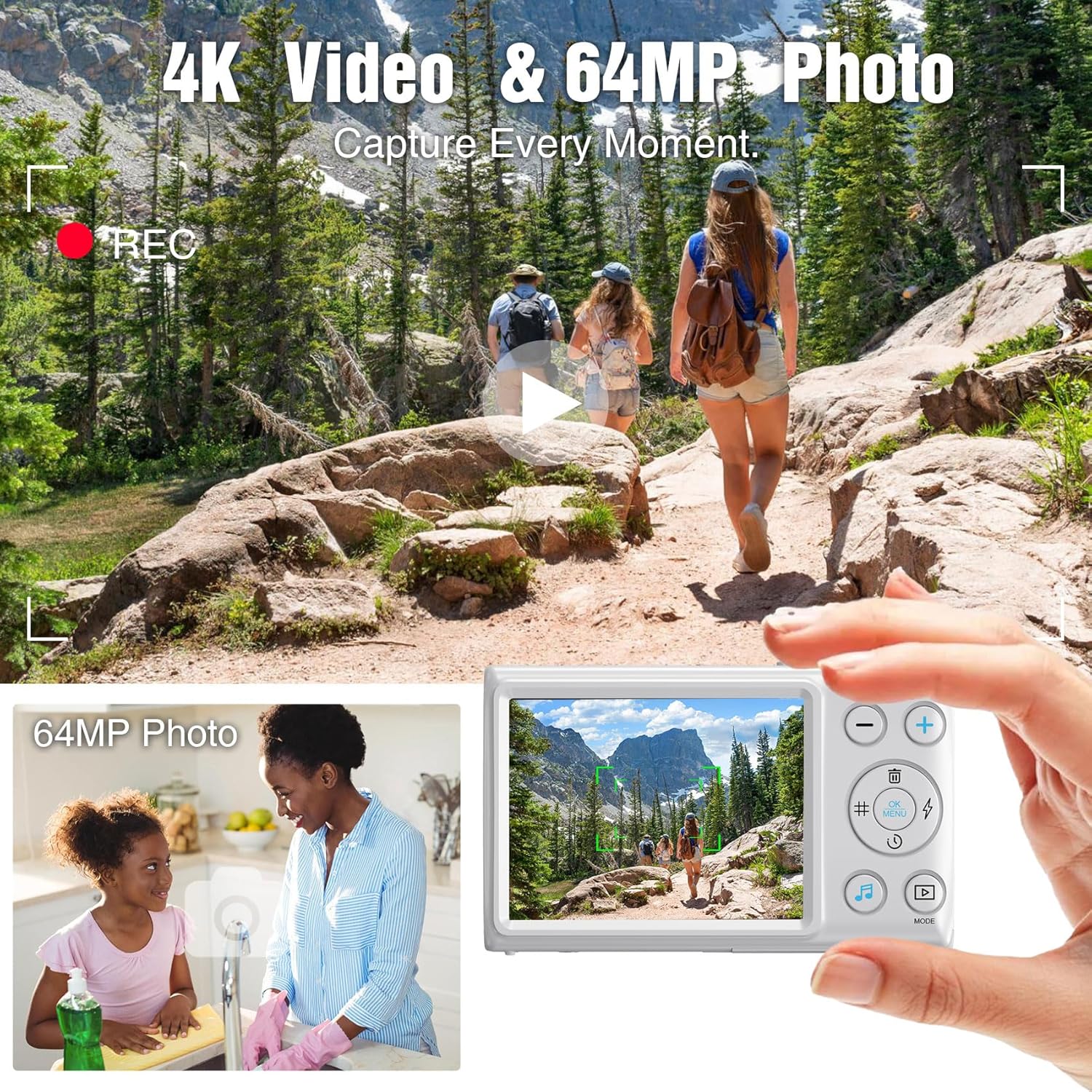 Digital Camera Vlogging Camera 32GB Card 4K Video 2.8″ Big S…