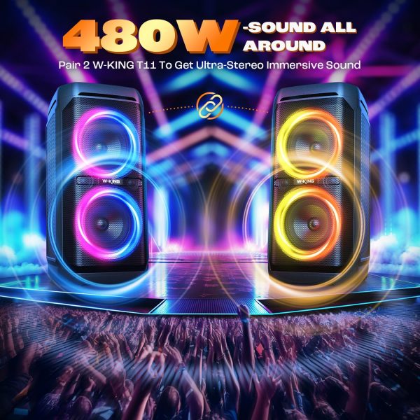 W-KING 240W Peak Bluetooth Speaker, 115dB Loud, Massive Bass... - Image 5