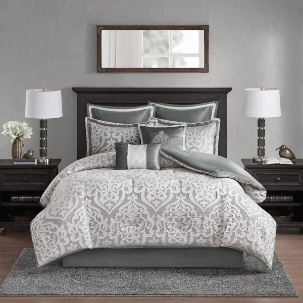 Madison Park Odette Cozy Comforter Set Jacquard Damask Medal...