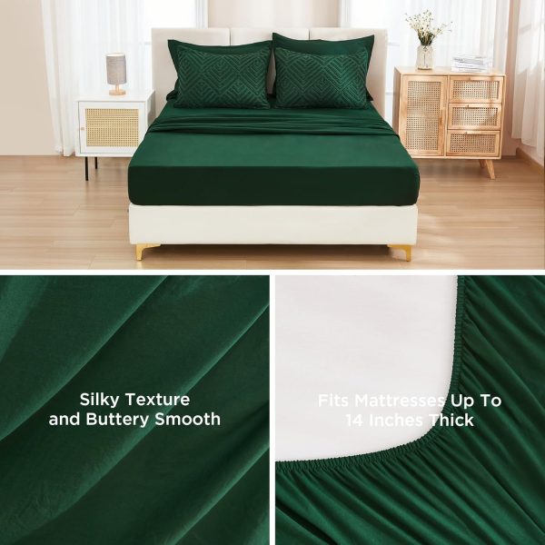 Andency Queen Comforter Set 7 Piece Dark Emerald Green - Bed... - Image 4
