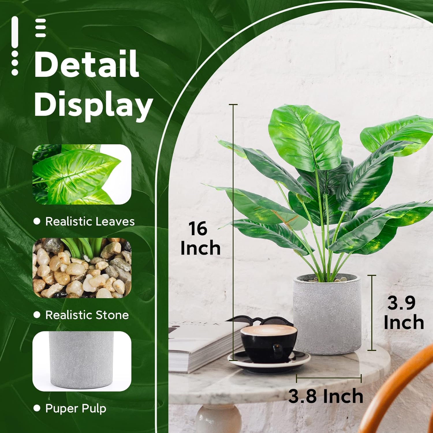 Der Rose 2 Pack Fake Plants Artificial Potted Faux Plants fo…