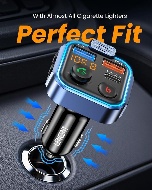LENCENT Car FM Transmitter, Wireless Bluetooth 5.3 Radio Ada... - Image 7