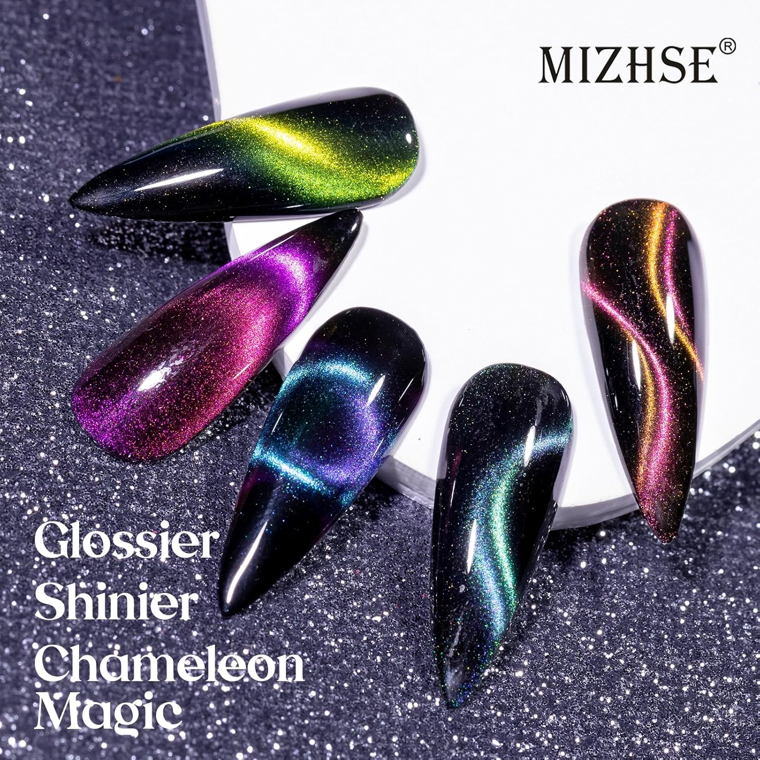 MIZHSE 9D Cat Eye Gel Nail Polish Set, Upgraded Magnetic Gel…