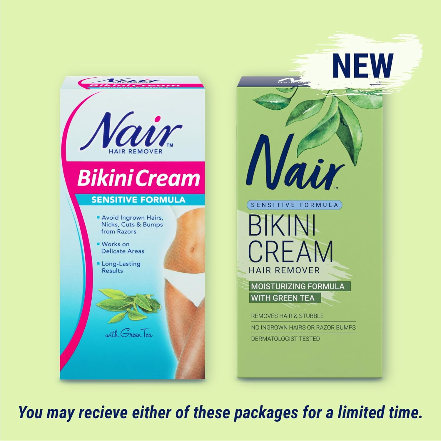 Nair Bikini Cream with Green Tea Sensitive Formula, 1.7 Oz