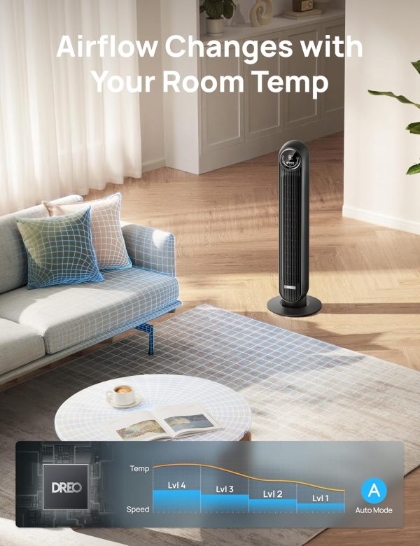 Dreo Tower Fan for Bedroom, Smart Oscillating Quiet Floor Fa... - Image 4