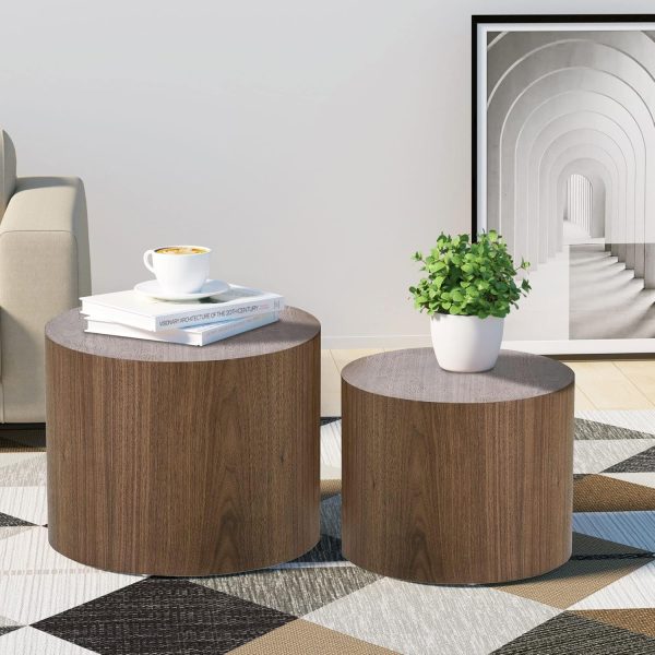 kevinplus Modern Mid-Century Small Coffee Table Wood Round S... - Image 6