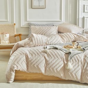 WARMDERN Boho Duvet Cover Set, Tufted Bedding Duvet Covers S...