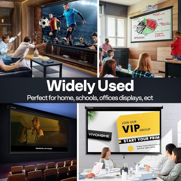 VIVOHOME 100 Inch Manual Pull Down Projector Screen, 16:9 HD... - Image 8