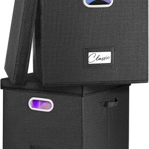 Vinyl Record Storage Box Set of 2 - for 100+ Single LPs, Sta...