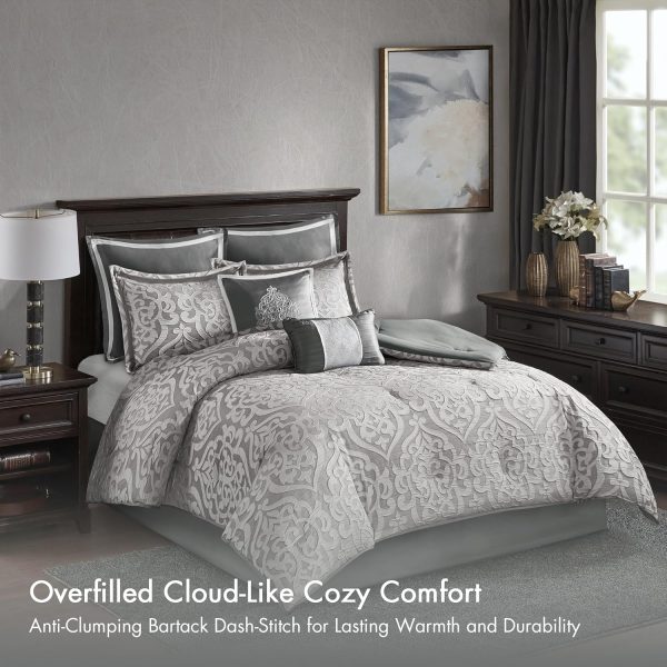 Madison Park Odette Cozy Comforter Set Jacquard Damask Medal... - Image 2