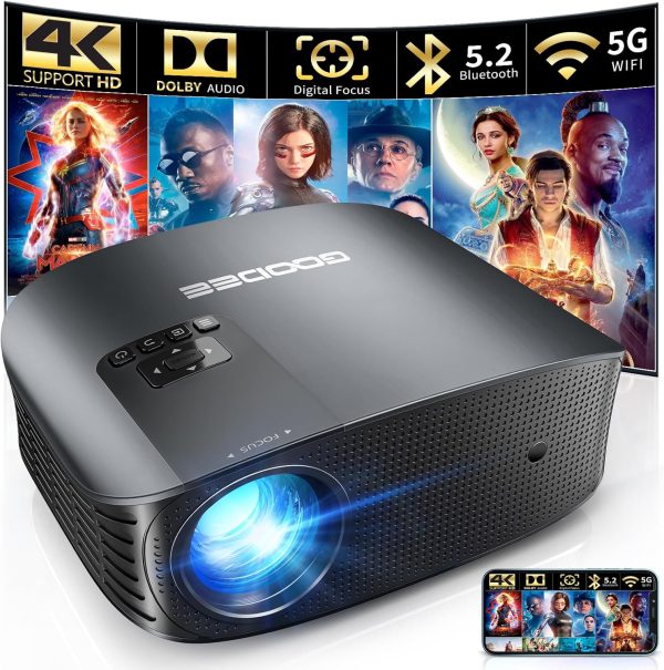 GooDee Projector 4K with WiFi and Bluetooth Supported, FHD 1...