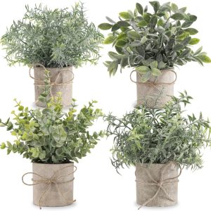 Der Rose 4 Packs Small Fake Plants Mini Artificial Plants fo...