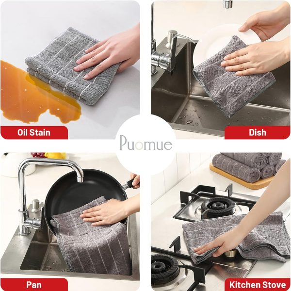 Puomue Microfiber Kitchen Towels and Dishcloths Set, 26 X 18... - Image 3