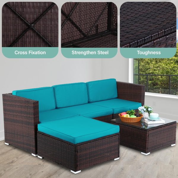 Ruesleag Patio Furniture Set 5 Piece Outdoor Rattan Sectiona... - Image 3