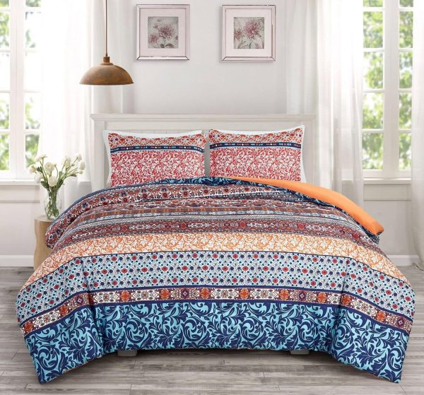 Chezmoi Collection Shore 3-Piece Boho Stripe Queen Comforter... - Image 2