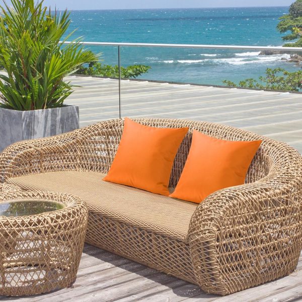 Lewondr Waterproof Outdoor Throw Pillow Cover, 2 Pack Solid ... - Image 6
