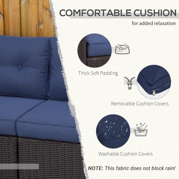Outsunny 2 Pieces Patio Furniture Set Outdoor Loveseat Wicke... - Image 5