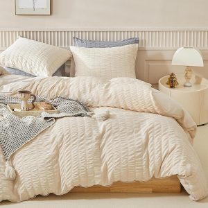 WARMDERN Duvet Cover Set Queen Size, 3pcs Washed Microfiber ...
