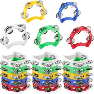 SENJEOK 20 Pack Plastic Percussion Tambourine, 4 Inch Half M...