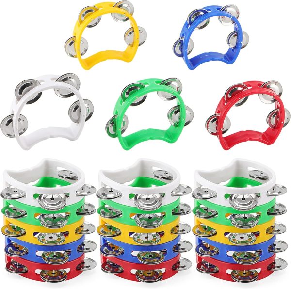 SENJEOK 20 Pack Plastic Percussion Tambourine, 4 Inch Half M...