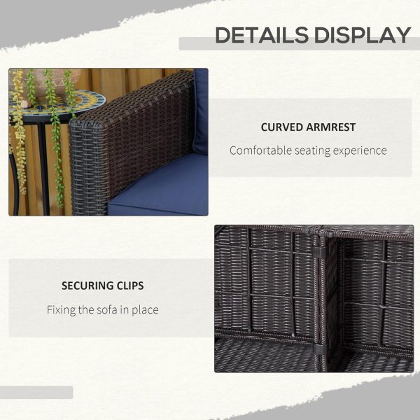 Outsunny 2 Pieces Patio Furniture Set Outdoor Loveseat Wicke... - Image 6