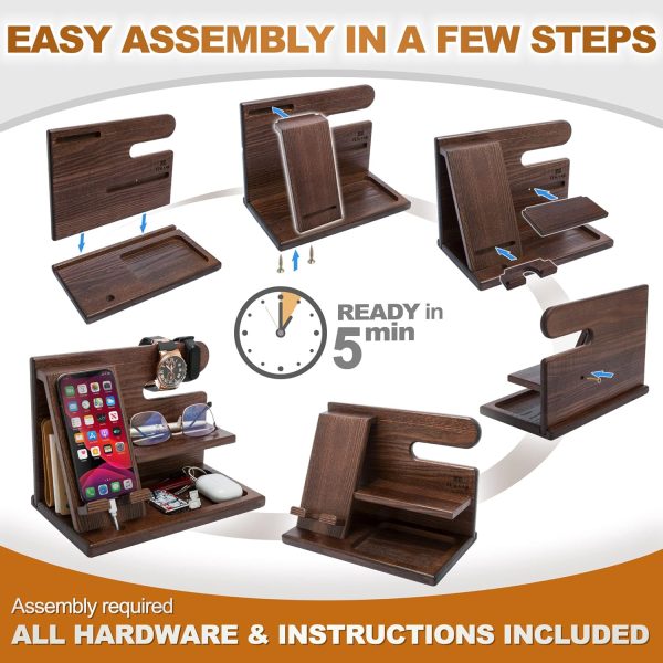 TESLYAR Gifts for Men Wood Phone Docking Station Fathers Gif... - Image 6