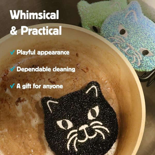 Kikkerland Reusable Cat Scrub Sponge – Cleaning Supplies for... - Image 2