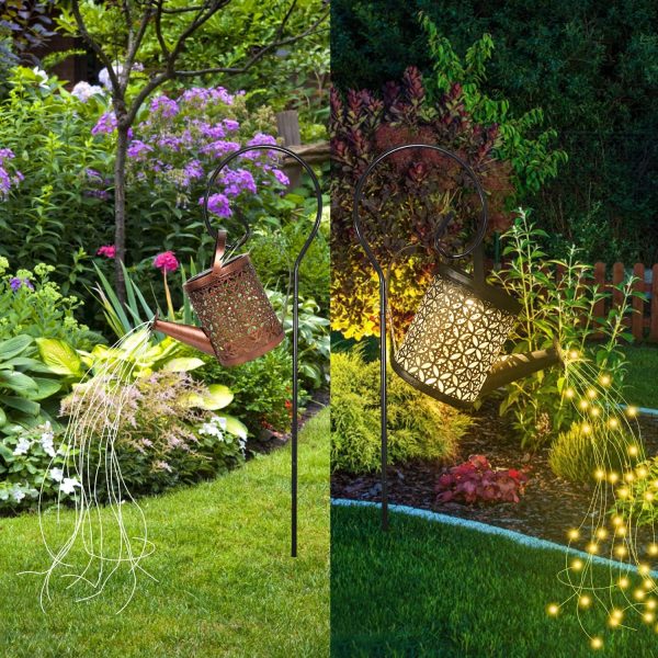 QOCNAM Solar Watering Can with Lights, Retro Metal Hanging S... - Image 2