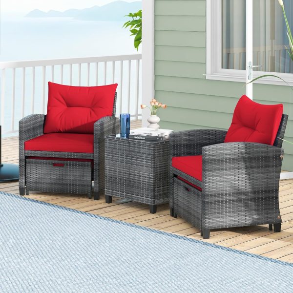 ORALNER 5 Pieces Patio Furniture Set with Ottoman, Wicker Co... - Image 7