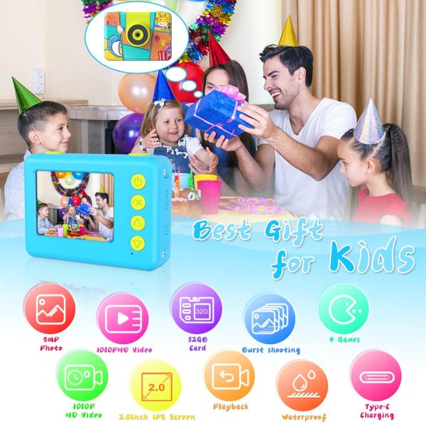 CHAKEYAKE Kids Camera, 20MP 1080P Kids Digital Waterproof Ca... - Image 6