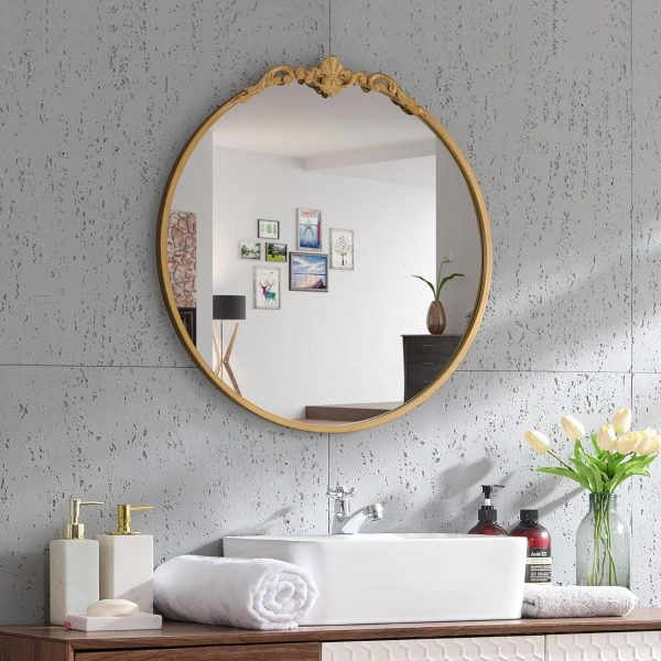 LOVNAHO Gold Mirror, Round Antique Mirror Large Circle Vinta... - Image 3