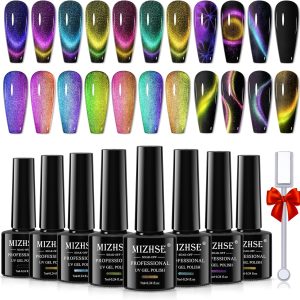 MIZHSE 9D Cat Eye Gel Nail Polish Set, Upgraded Magnetic Gel...