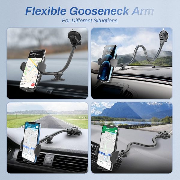 OQTIQ 13" Gooseneck Car Phone Mount – Windshield & Dashboard... - Image 7