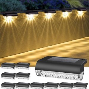 16Pack Solar Lights Outdoor Stair, IP65 Waterproof Solar Pow...
