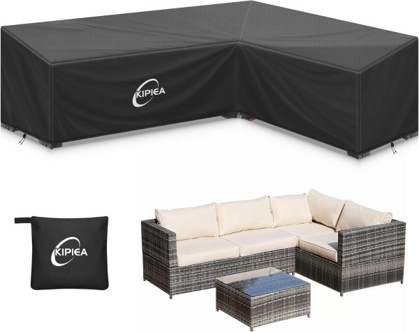 Kipiea 600D L-Shape Outdoor Patio Furniture Covers Waterproo...