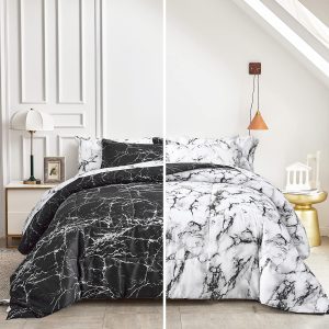 FlySheep White n Black Comforter Set, 7 Pieces Queen Bed in ...