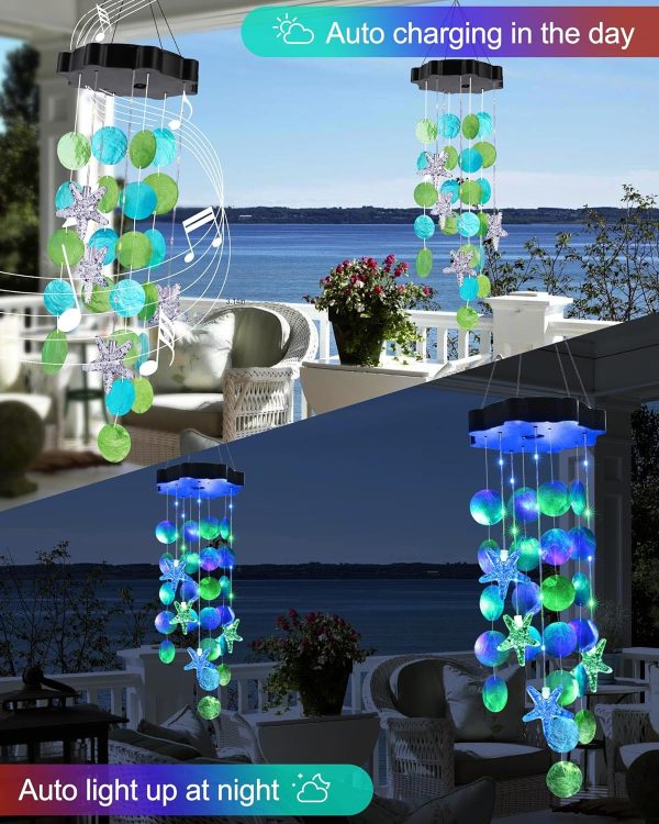 Toodour Solar Wind Chimes for Outside, Shells Light Gifts fo... - Image 6