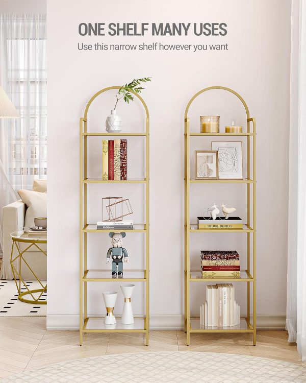 Hzuaneri 5 Tier Bookcase Bookshelf, Tempered Glass Bookshelv... - Image 3