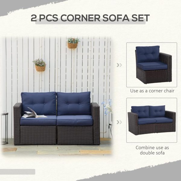Outsunny 2 Pieces Patio Furniture Set Outdoor Loveseat Wicke... - Image 7