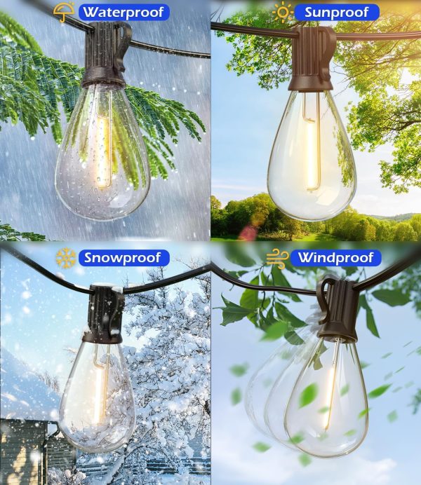 luckystyle 120FT LED Outdoor String Lights with 30+2 Edison ... - Image 5